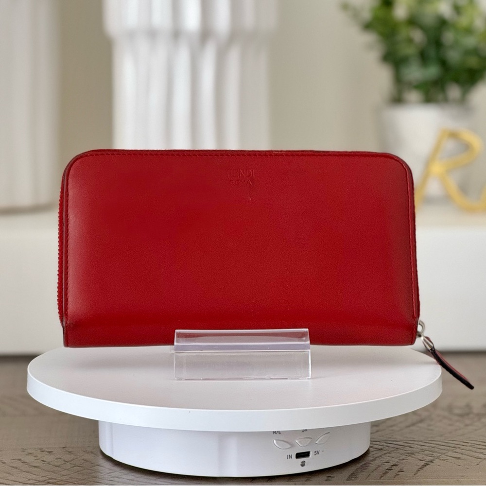 Fendi Monster Eyes Zip Around Wallet - Red - Picture 3 of 17